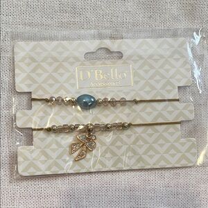 Gold and Blue Charm Bracelet Set